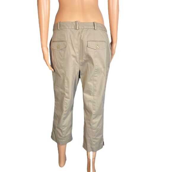 Talbots Signature Beige Capris Womens Size 8 Fitted Cropped Cotton Blend - Picture 3 of 6